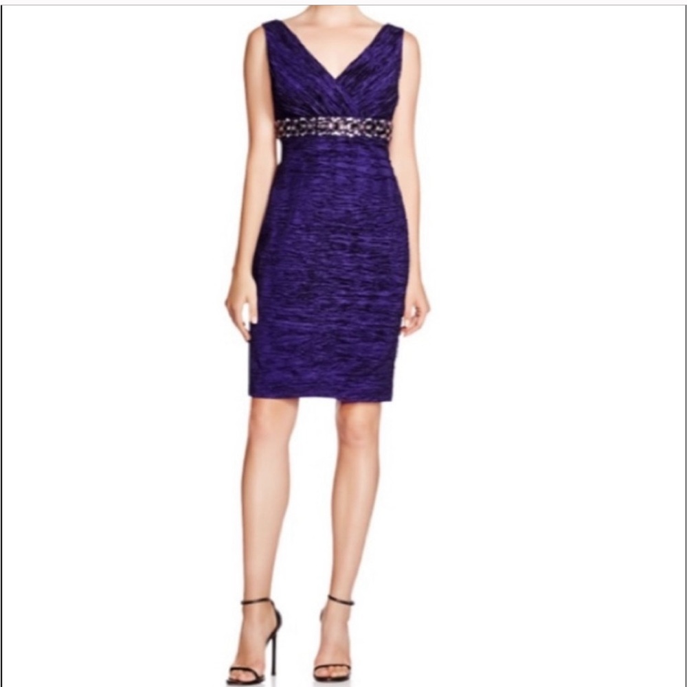 ELIZA J PURPLE BEADED Taffeta RUCHED COCKTAIL DRESS-Gorgeous-NWOT-Sz S 💜